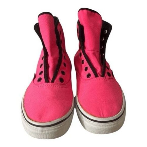 VANS Unisex Hot Neon Pink Black Hi-Top Sneakers Size Women 6.5 Men 5 Skate Shoes - Picture 3 of 13